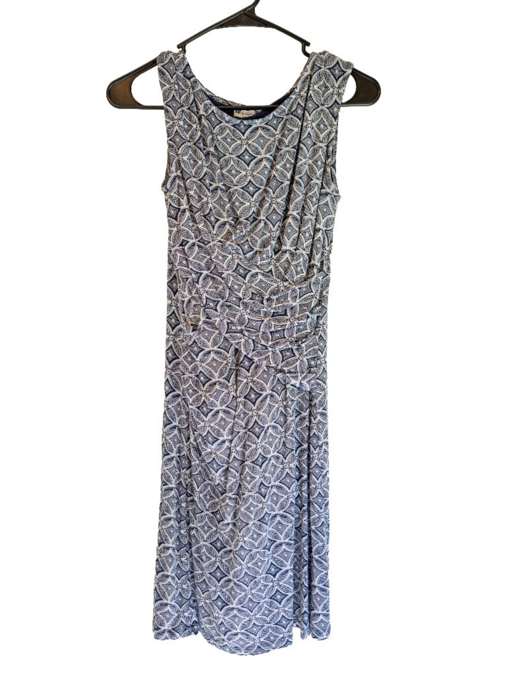 Kut From the Kloth Navu & White Stretch Wrapped Waist Midi Sheath Dress - Size 2